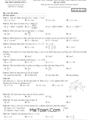 Đề thi thử THPT Quốc gia 2022 môn Toán lần 3 sở GD&ĐT Hà Tĩnh (có đáp án)