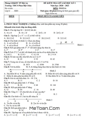 Đề thi giữa kì 1 Toán lớp 6 năm 2020 - 2021 trường THCS Phan Bội Châu - Quảng Nam