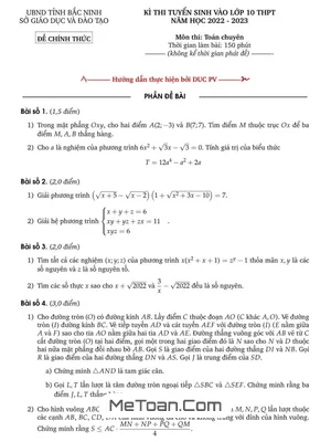 Đề Thi Vào Lớp 10 Chuyên Toán Bắc Ninh 2022-2023