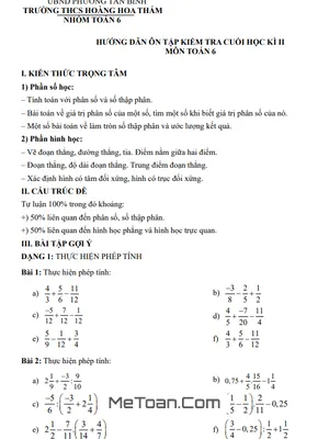 Đề Cương Ôn Tập Toán 6 Cuối Học Kỳ 2 Năm Học 2025-2026 – Trường THCS Hoàng Hoa Thám, TP. HCM