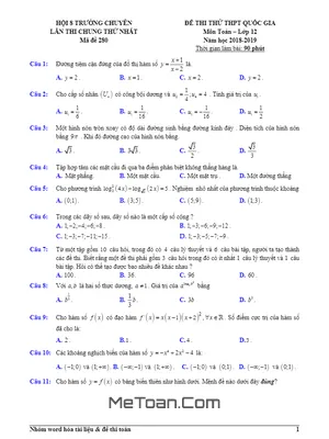 Đề Thi Thử Toán THPTQG 2019 Hội 8 Trường Chuyên Đồng Bằng Sông Hồng Lần 1