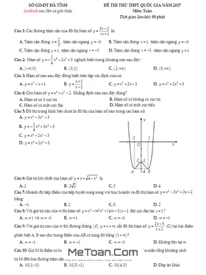 Đề Thi Thử THPT Quốc Gia 2017 Môn Toán Sở GD&ĐT Hà Tĩnh