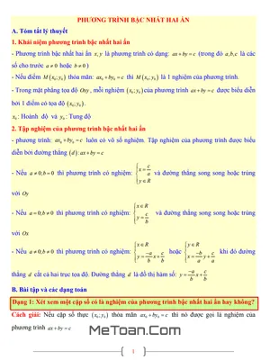 Tài Liệu Toán 9 Chủ Đề Phương Trình Bậc Nhất Hai Ẩn