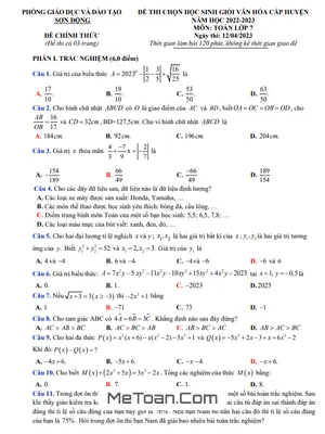 Đề thi HSG Toán 7 cấp huyện năm 2022 - 2023 phòng GD&ĐT Sơn Động - Bắc Giang