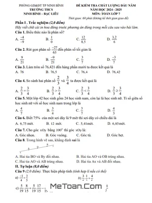 Đề kiểm tra Toán 7 đầu năm 2024 - 2025 trường THCS Ninh Bình - Bạc Liêu - Ninh Bình
