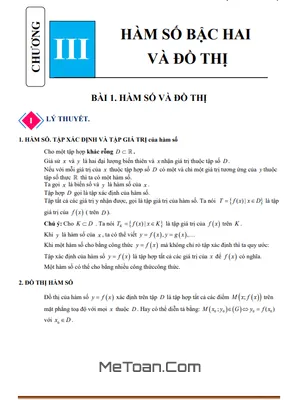 Chuyên Đề Hàm Số Bậc Hai Và Đồ Thị Toán 10 Chân Trời Sáng Tạo