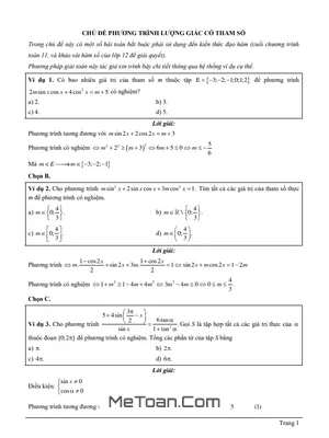 Cẩm Nang Giải Toán: Phương Trình Lượng Giác Chứa Tham Số Lớp 11