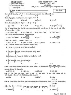 Đề thi thử THPT Quốc gia 2023 môn Toán lần 2 trường Chuyên Hạ Long - Quảng Ninh