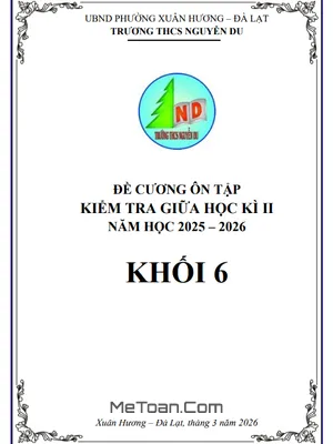 Đề cương giữa học kì 2 Toán 6 năm 2025 – 2026 trường THCS Nguyễn Du – Lâm Đồng