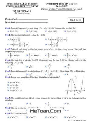 Đề thi thử Toán THPT Quốc gia 2019 trường THPT TP Vũng Tàu lần 2