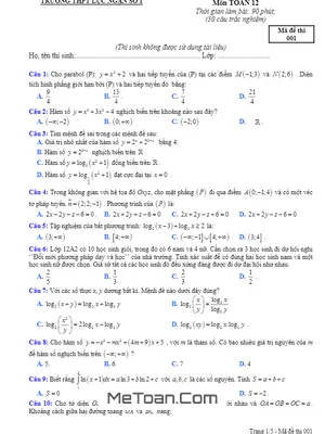 Đề thi thử THPTQG 2018 môn Toán trường THPT Lục Ngạn số 1 - Bắc Giang lần 2 - Có đáp án