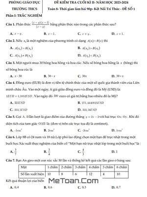 Trọn Bộ 10 Đề Kiểm Tra Cuối Kì 2 Toán 8 KNTT NXB Giáo Dục Năm Học 2023-2024