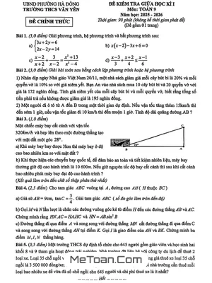 Đề Thi Giữa Kì 1 Toán 9 Năm Học 2025 - 2026 Trường THCS Văn Yên, Hà Nội