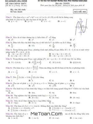 Đề thi thử tốt nghiệp THPT năm 2024 môn Toán sở GD&ĐT Hà Tĩnh