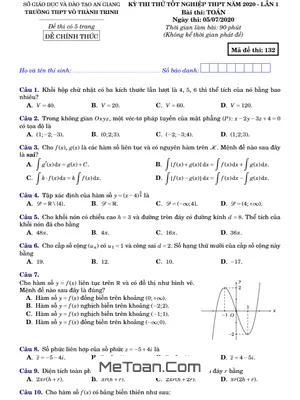 Đề thi thử THPT Quốc gia 2020 môn Toán lần 1 trường THPT Võ Thành Trinh – An Giang