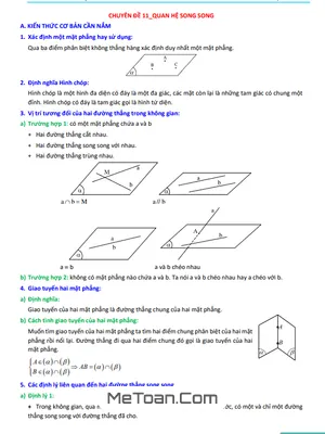 Chuyên Đề Toán Thực Tế Quan Hệ Song Song Trong Không Gian Lớp 11