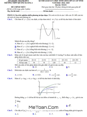 Đề giao lưu HSG Toán 12 năm 2024 - 2025 trường THPT Quảng Xương 1 - Thanh Hóa
