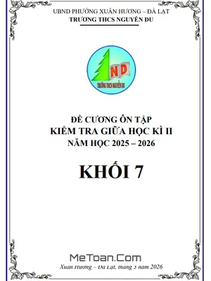 Đề cương giữa học kì 2 Toán 7 năm 2025 – 2026 trường THCS Nguyễn Du – Lâm Đồng
