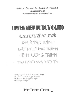 Luyện Siêu Tư Duy Casio Chuyên Đề Phương Trình - Bất Phương Trình - Hệ Phương Trình - Đoàn Trí Dũng