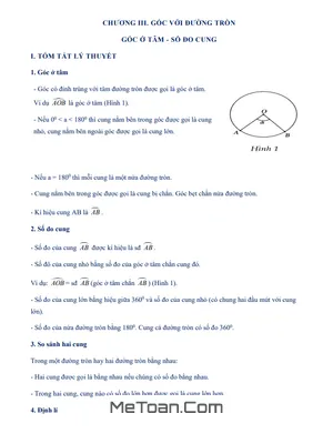 Chuyên Đề Góc Ở Tâm, Số Đo Cung Lớp 9: Lý Thuyết & Bài Tập
