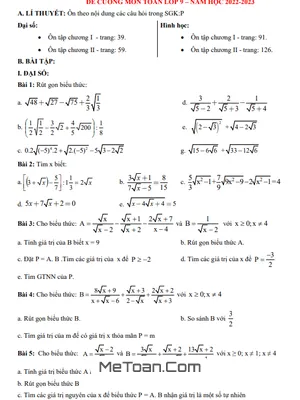 Đề Cương Ôn Tập Học Kì 1 Toán 9 Năm 2022 - 2023 Trường THCS Thành Công - Hà Nội