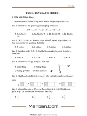 Bộ 5 Đề Thi Giữa Học Kỳ 2 Môn Toán Lớp 2