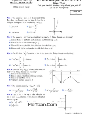 Đề thi thử THPT Quốc gia 2017 môn Toán trường THPT chuyên Đại học Vinh lần 3 có đáp án