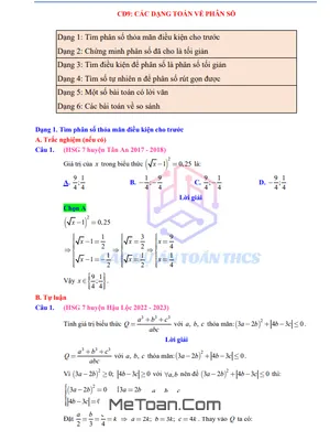 Tuyển tập bài toán phân số trong đề thi HSG Toán 7 (có lời giải)