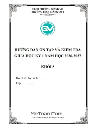 Đề Cương Ôn Tập Giữa Học Kỳ 1 Toán 8 Năm 2026-2027 THCS Giảng Võ 2 - Hà Nội