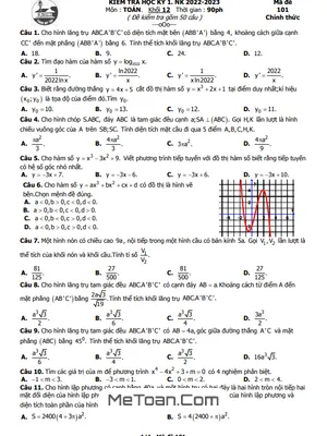 Đề Thi Cuối Kì 1 Toán 12 Năm 2022 - 2023 Trường THPT Gia Định - TP. HCM