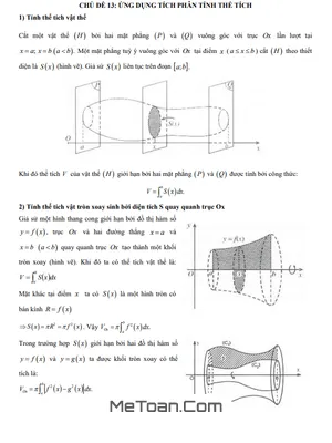 Trắc nghiệm Ứng dụng Tích phân tính Thể tích - Luyện thi THPT Quốc gia