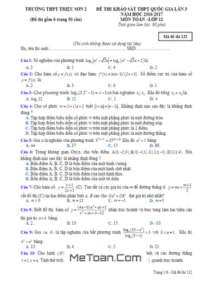 Đề thi thử THPT Quốc gia 2017 môn Toán trường THPT Triệu Sơn 2 - Thanh Hóa lần 3