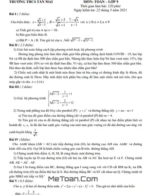 Đề khảo sát chất lượng Toán 9 năm 2020 - 2021 trường THCS Tân Mai - Hà Nội