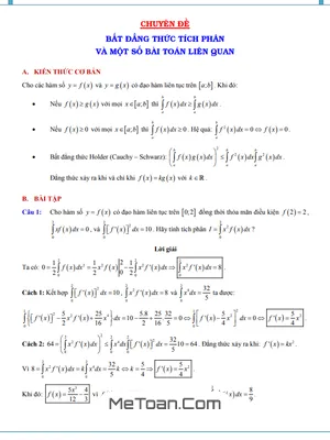 Bất Đẳng Thức Tích Phân Và Một Số Bài Toán Liên Quan