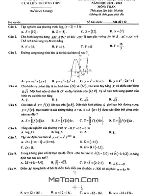 Đề thi thử Toán tốt nghiệp THPT 2022 lần 2 cụm liên trường THPT - Quảng Nam