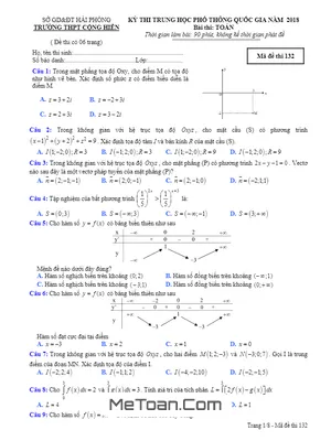 Đề thi thử Toán THPT Quốc gia 2018 trường THPT Cộng Hiền – Hải Phòng - Có đáp án