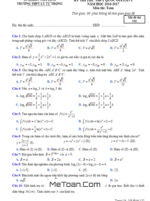 Đề thi thử THPT Quốc gia 2017 môn Toán trường THPT Lý Tự Trọng - Nam Định lần 1