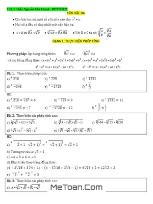 Tuyển tập các dạng toán căn bậc ba lớp 9 - Nguyễn Chí Thành