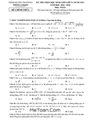 Đề thi HSG Toán 9 cấp huyện năm 2023 - 2024 phòng GD&ĐT Thanh Ba - Phú Thọ