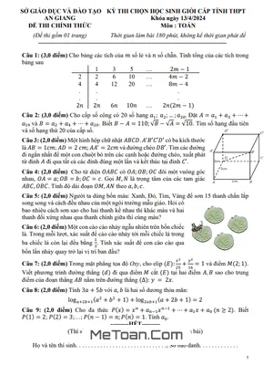 Đề thi học sinh giỏi tỉnh môn Toán THPT năm 2023 - 2024 sở GD&ĐT An Giang