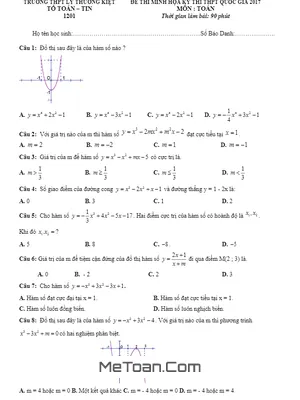 Trọn bộ đề thi thử THPT Quốc gia 2017 môn Toán trường THPT Lý Thường Kiệt - Yên Bái có đáp án