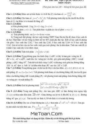 Đề thi thử Toán Quốc gia 2016 lần 2 trường THPT Nam Duyên Hà - Thái Bình