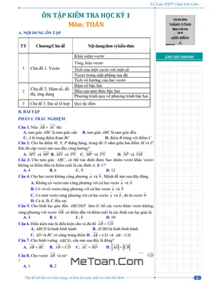 Đề Cương Ôn Tập Học Kỳ 1 Toán 10 Năm 2023 - 2024 Trường THPT Châu Văn Liêm - Cần Thơ