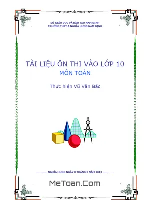 Cẩm nang Ôn thi Vào lớp 10 Môn Toán Hiệu Quả - Tác giả Vũ Văn Bắc