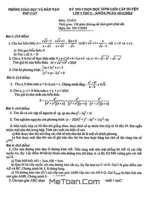 Đề thi học sinh giỏi cấp huyện Toán 9 năm 2024 - 2025 phòng GD&ĐT Phù Cát - Bình Định
