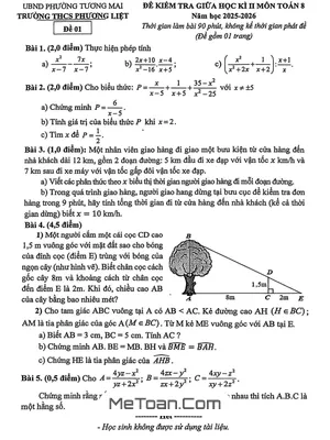 Đề Thi Giữa Kỳ 2 Toán Lớp 8 Năm Học 2025-2026 Trường THCS Phương Liệt, Hà Nội