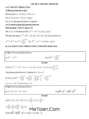 Trắc nghiệm Phương trình mũ lớp 12: Trọng tâm Lý thuyết & Bài tập có lời giải