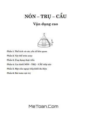 Trắc nghiệm Nón - Trụ - Cầu Vận Dụng Cao Lớp 12 Có Đáp Án