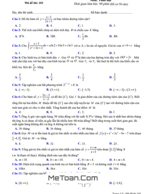 Đề thi thử THPT Quốc gia 2021 môn Toán lần 3 trường THPT Đồng Đậu – Vĩnh Phúc