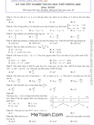 5 Đề Phát Triển Đề Minh Họa Kỳ Thi Tốt Nghiệp THPT 2020 Môn Toán (Phần 2)